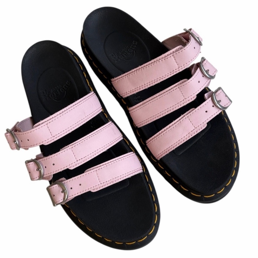 Women’s Dr. Martens Blaire Leather Slide Sandals in Pink - Picture 3 of 9